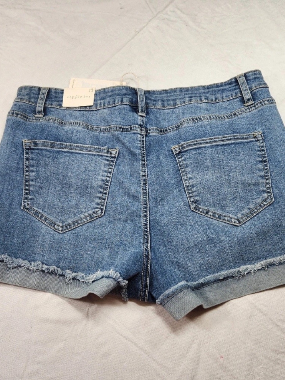 Copper Key Juniors size 13 cuffed blue Stretch jean shorts NWT 0 3 - Picture 2 of 9